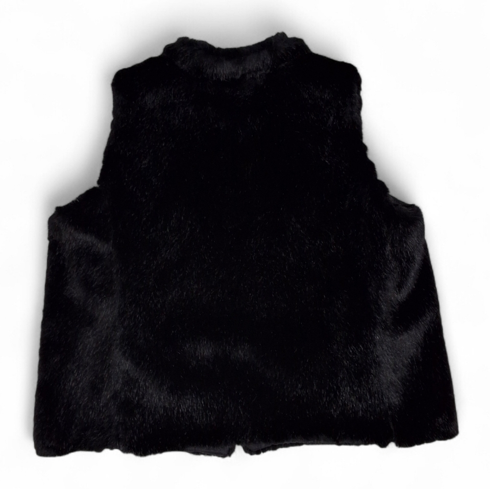 LRL Ralph Lauren~VTG Black Label~Women Faux Fur Zipup Vest~Black~Preppy~Ski~1X - Picture 3 of 6
